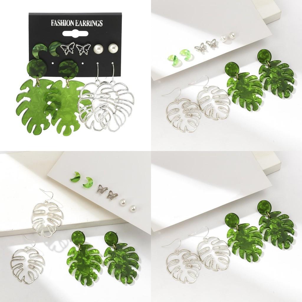 Acrylic Fashionable Leaf Earrings For Women Bold Butterfly Design Ideal Gifts For