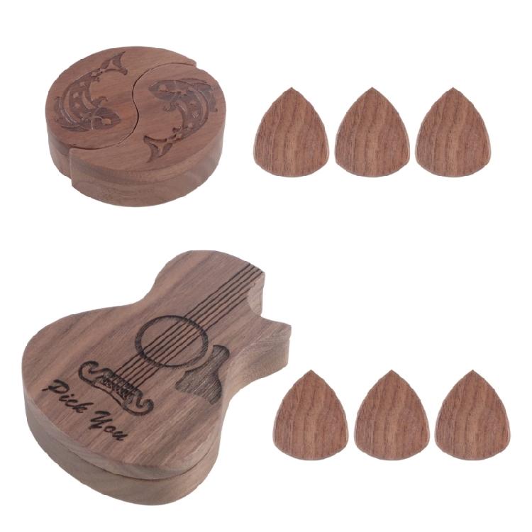Wood Pick Storage Box Rotating Open Guitar Plectrums Cases Box Light Weight Portable Guitar Pick Holder Enduring