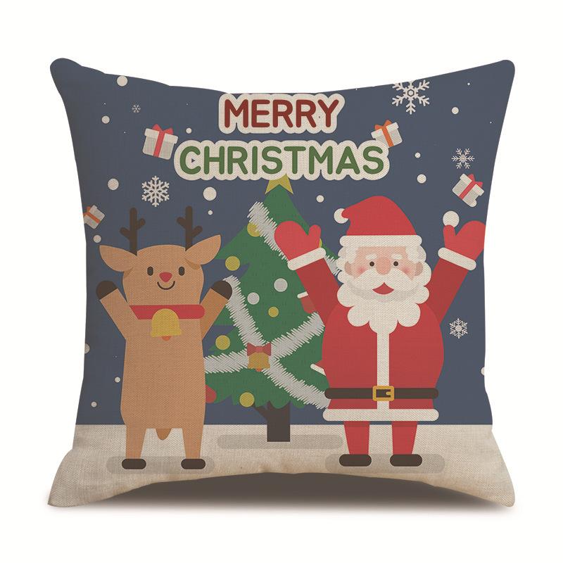 Christmas Pattern Single Sided Linen Pillow Case Living Room Pillow Case Bed Pillow Case Bedroom Pillow Case