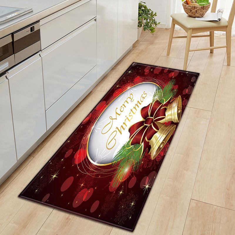 Door Floor Santa Mat Christmas Area Rug Holiday Kitchen Bedroom Mat Carpet Decor