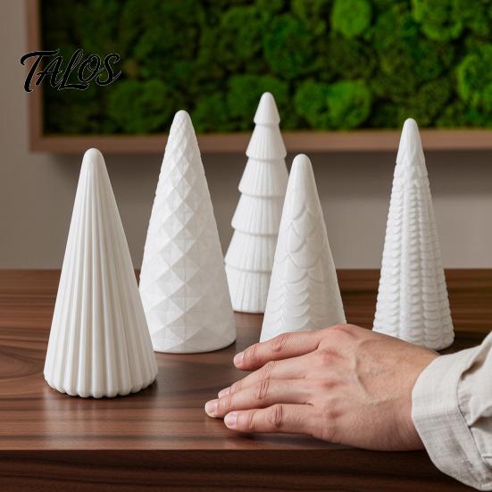 Christmas Tree Decorations Set 5Pcs Illuminated With/No LED Lights, Nordic Style Luminous Desktop Holiday Ornaments Tabletop Ornaments, Cone for Home
