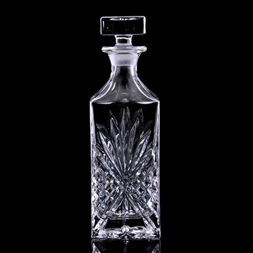 Airtight Geometric Stopper Glass Decanter - Whiskey Decanter for Wine, Bourbon, Brandy, Liquor, Juice, Water, and Mouthwash - Italian-made Lead-Free G