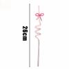 10Pcs Bent Tube Pink Bow Straws Reusable Curved Straw Cute Drinking Straw  Birthday Wedding Supplies
