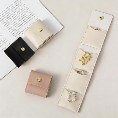 Travel Jewelry Case Roll Jewelry Storage Pouch With Buckle Earring Roll Storage Bag For Bracelet Earrings Necklace Rings Home