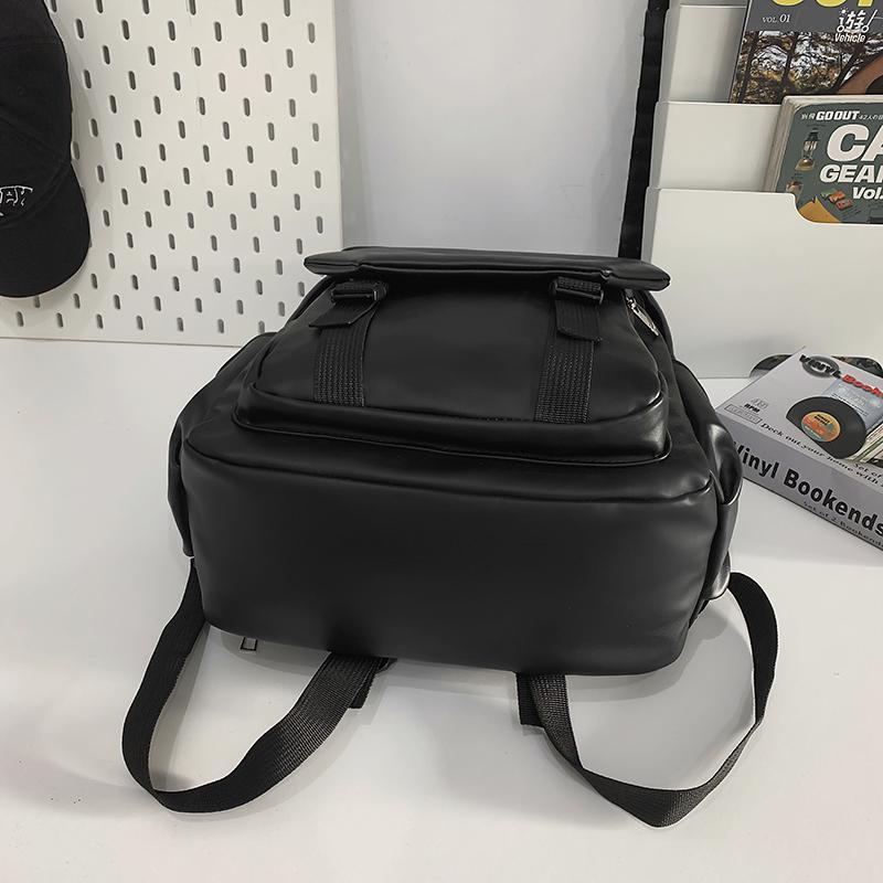 Men's Large Capacity PU Backpack Student Schoolbag Sports Computer Bag