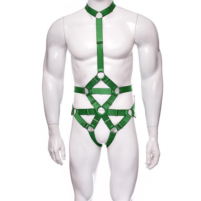 Men's Adjustable Elastic Open-Crotch Bodysuit for SM Training