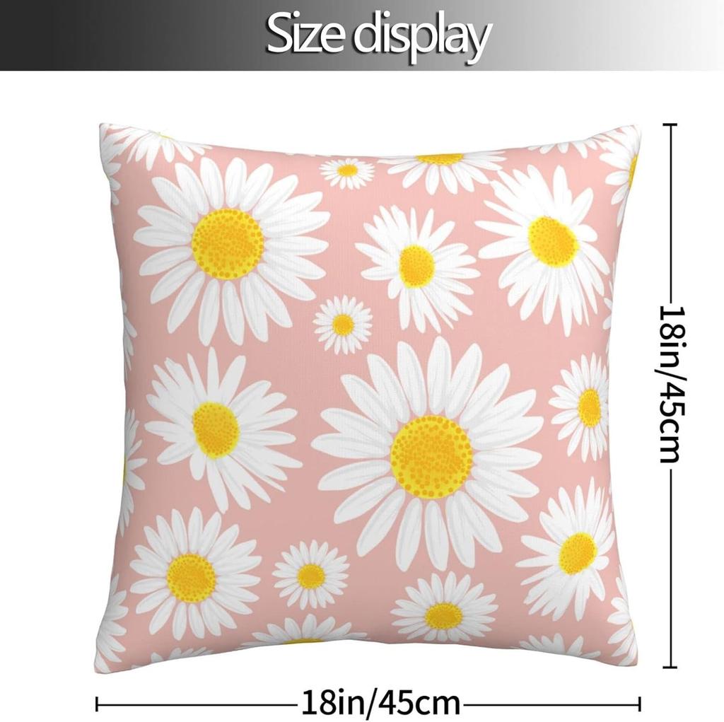 Kussensloop Roze Margriet Bloemenpatroon Vierkante Kussensloop voor Huisdecoratie Bank Auto Slaapkamer Kussensloop 18x18 Inch