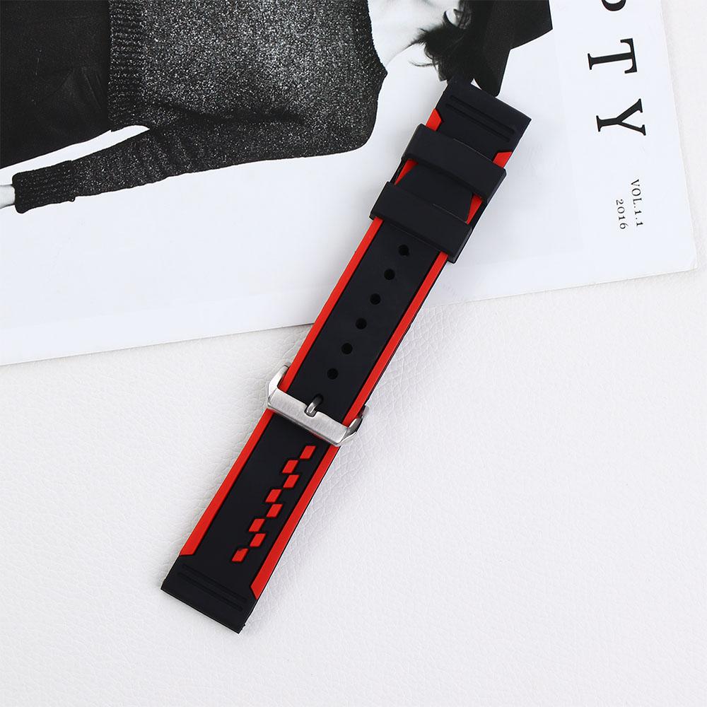 

Double Color Blcak Rubber Waterproof Silicone Universal Watch Accs Strap Watchbands Watch Band