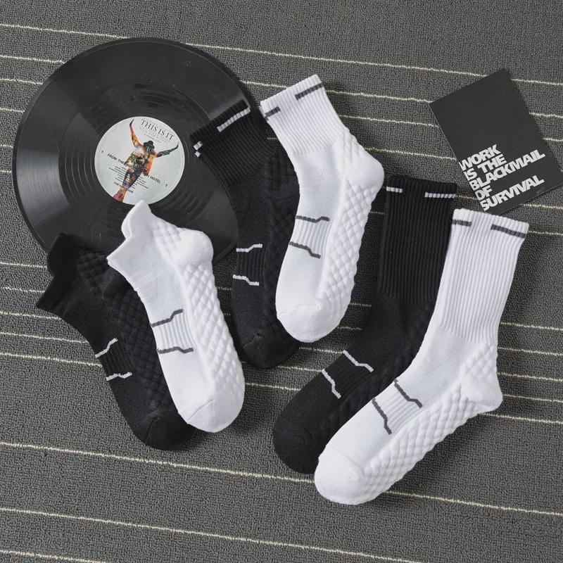 Men's Mid-Tube Cotton Sports Socks for Spring/Summer - Cushion Sole for Running, Badminton, Basketball