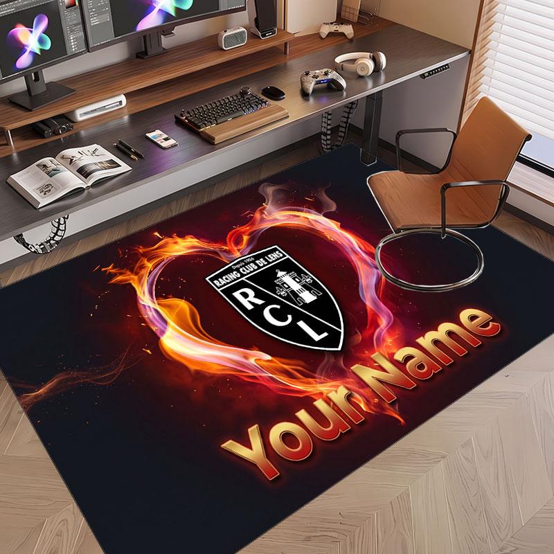 Custom Rug racing club de lens Pattern Print Name Text Soft Non‑Slip Floor Carpet for Home Indoor Decoration