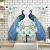 2Pcs Elegant Peacock Curtains Blue White Floral Pattern Living Room Bedroom Dining Room Sunshade Vintage Art Style Decor Curtain