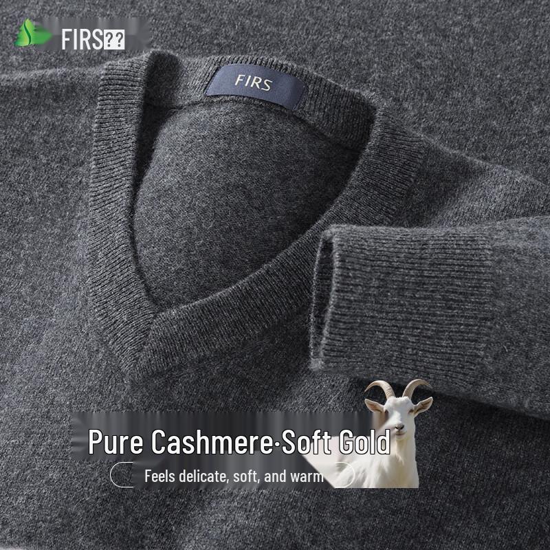 Shanshan Men's Pure Cashmere V-Neck Pullover Sweater