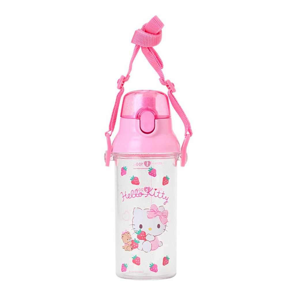 Sanrio Clear Bottle Hello Kitty Cap Saturated Polyester Resin Lid Polypropylene Silicone Rubber Includes Name Sticker Dishwasher Safe 605719 One-Touch
