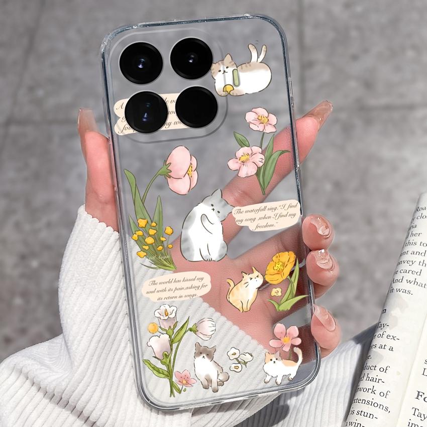 Cases For Redmi 17 17C / Xiaomi 17T Pro / 17 Pro Max 17 Ultra 17 Max Cute Girl Label Pattern Phone Covers Transparent TPU Ultrathin Lightweight Bumper
