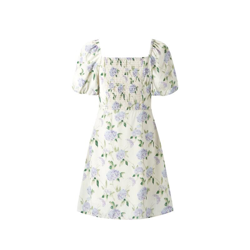 PEACEBIRD Women's Floral Puff Sleeve Mini Dress
