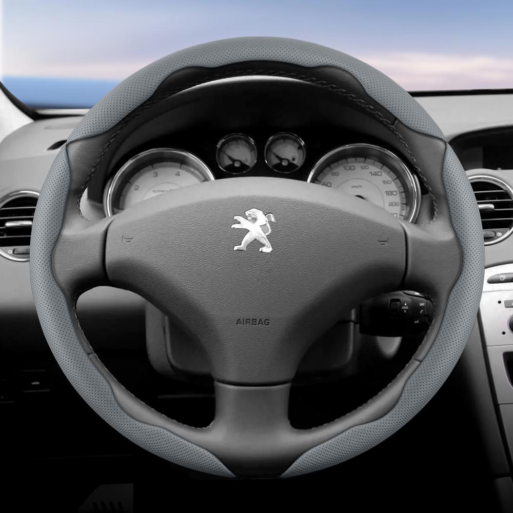 DHLWY1 Geeignet für Peugeot Atmungsaktive Löcher Lederlenkradabdeckung Segmentiertes Schnellverschluss-Design Rutschfest Langlebig 206 208 3008 308 207 307