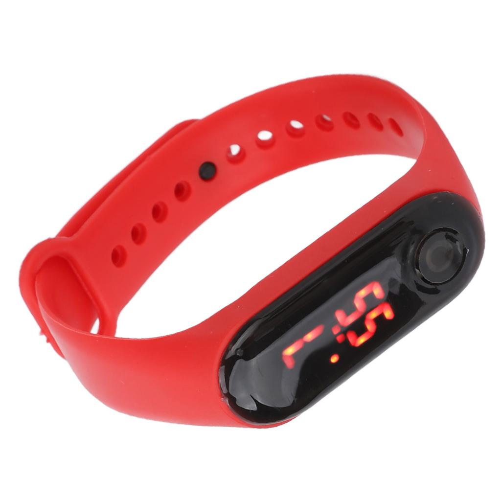 Mini Children Electronic Watch Red LED Simple Student Sports Electronic Watch with Silicone Watch Band Red