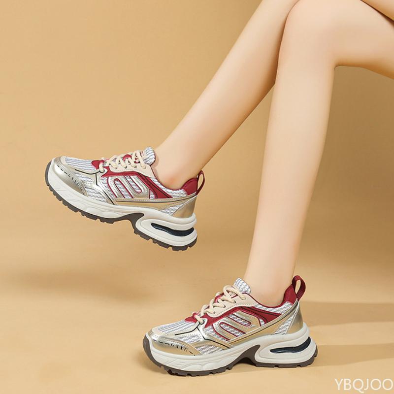 Fashion Retro Spring Autumn New Women Thick Soled Dad Shoes 2025 New Height Increasing Anti Slip Sports Leisure Shoes Sneakers Platform