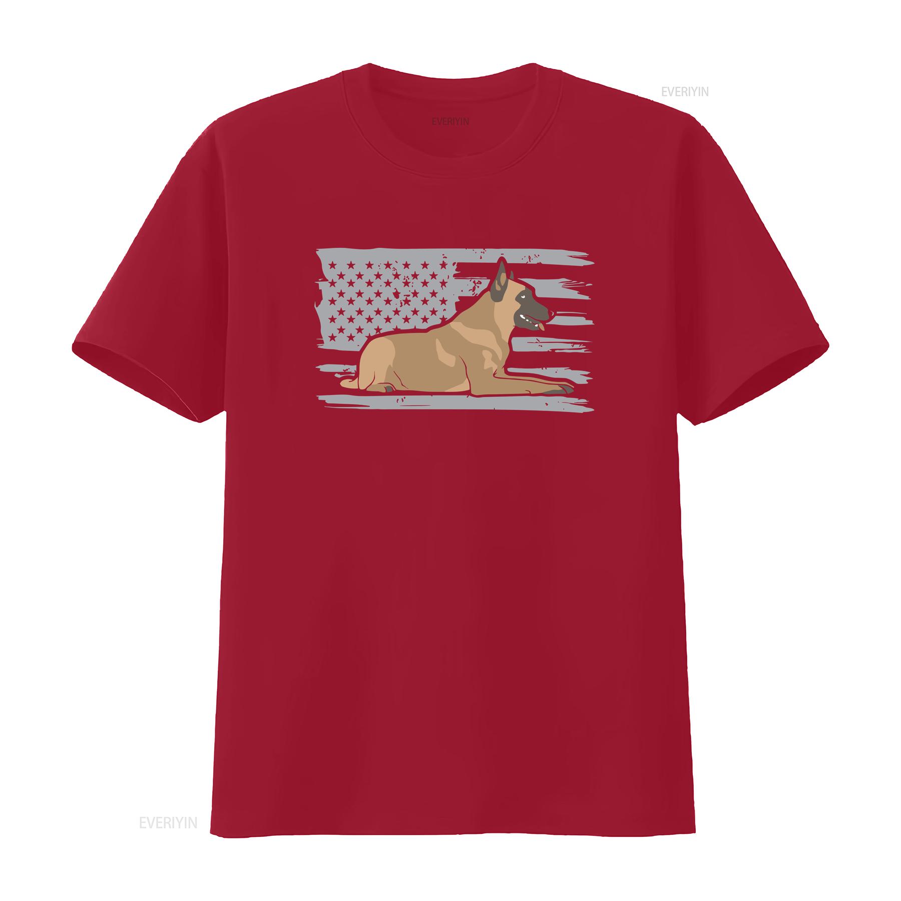 American Flag Belgian Malinois Mom T Shirt Patriotic Dog For Her Women vintage Washed Versatile graphic homme Unisex fashion S
