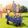 Collapsible Wagon Cart, Foldable Wagon Cart w/ Removable Canopy 600D Oxford Cloth, Collapsible Wagon Oversized Wheels Portable Folding Wagon