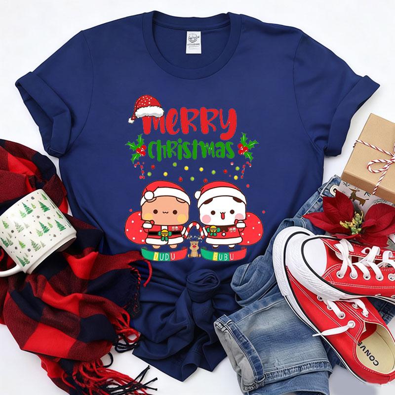 Joyeux Noël Mignon Bubu Dudu Graphiques Dessin Animé T-shirt Populaire Fête de Fête Unisexe Coton T-shirts Tendance Drôle Chemise de Noël