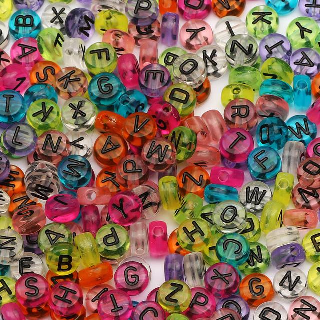 100Pcs Acrylic Flat Letter Beads Alphabet Round Smile Spacer Loose Bead For Diy Jewelry Bracelet Charm Supplies