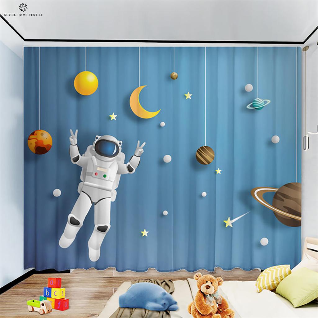 Cartoon Blackout Curtain for Children's Room, Heat Insulation, Living Room, Study, Balcony, 2Pcs, High Quality