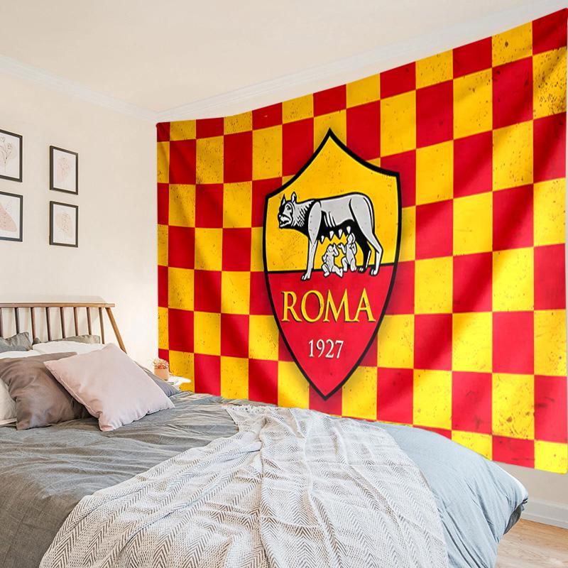 Roma Football Club Emblem Tapestry, Unique Design Tapestry, Wall Decor for Bedroom,Livingroom, Playroom,Heartwarming Fan Holiday Gifts