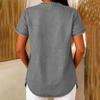 Ladies' Casual Imitation Denim V-neck Button Short Sleeved Top