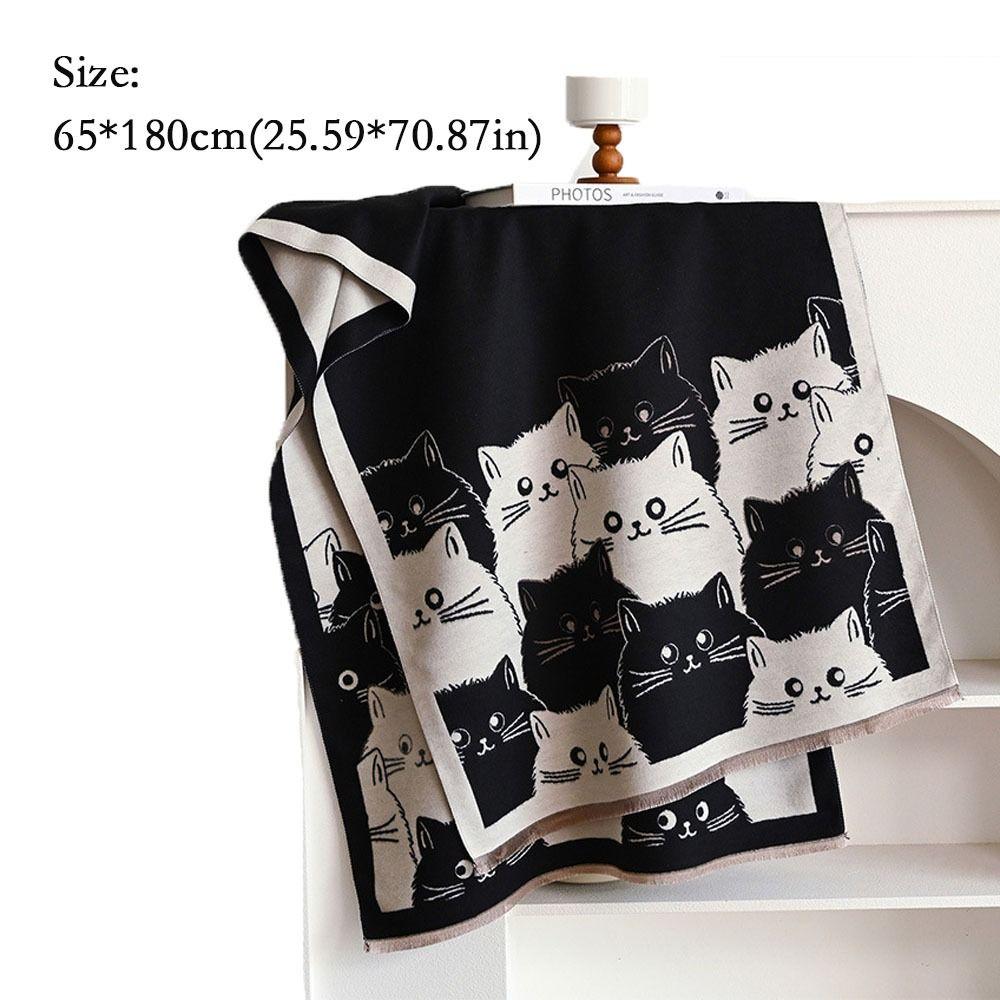 Cute Cat Imitation Cashmere Scarf Thick Warmth Winter Scarf Pashmina Scarf Autumn Winter