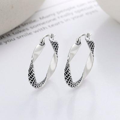 High-quality Silvermoon 925 Earrings Wave Romance E011 Hoop Earrings (Wfgjer3)