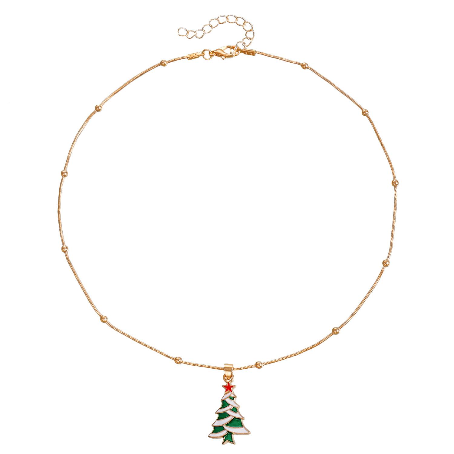 

Різдвяне намисто, Темпераментне ретро кругле намисто-ланцюжок на ключицю у вигляді змії, Універсальне намисто з Сантою та сніжинкою з емаллю