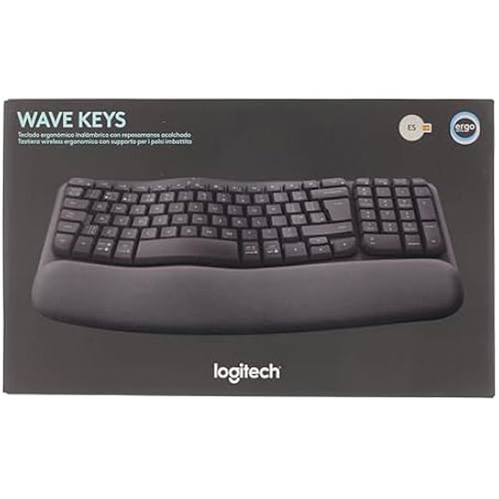 Clavier Ergonomique - LOGITECH - Wave Keys - Graphite - Espagnol QWERTY - Sans Fil
