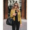 Autumn Winter Stand Collar Casual Fashion PU Leather Coat Women Street Style Solid Color Zipper Cardigan Outwear Top