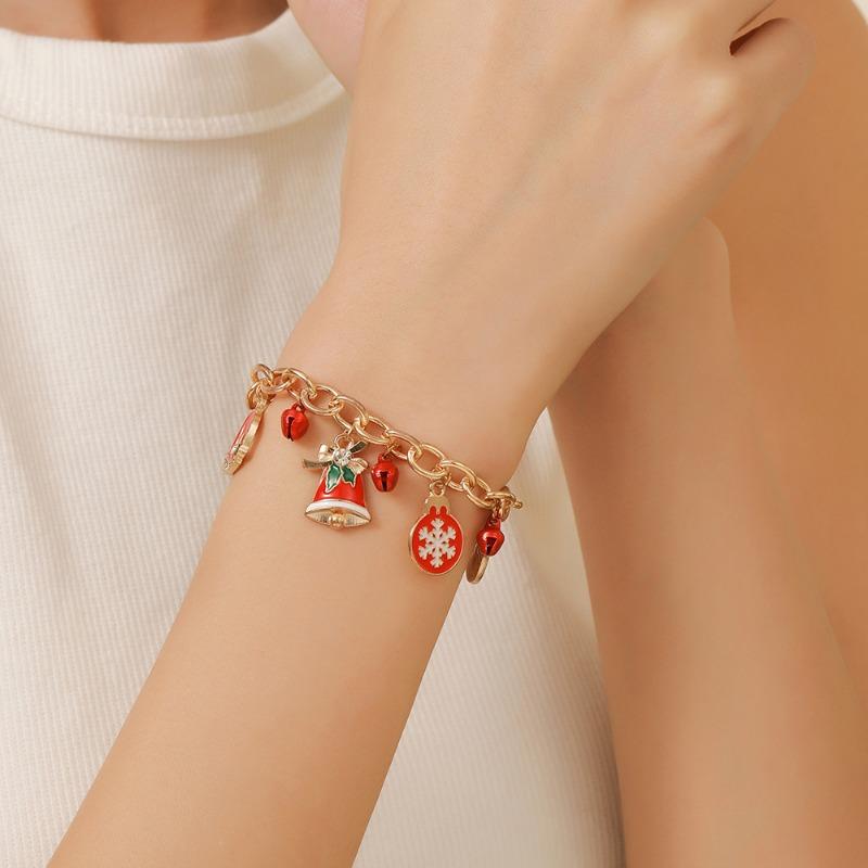 Christmas Bracelet Bell Pearl Jewelry Snowflake Elk Pendant Bracelet Christmas Bracelet Festive Ornaments