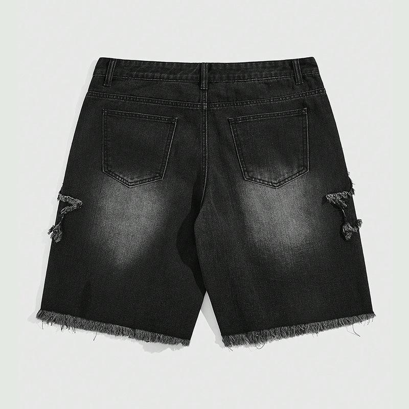 Pantaloncini di Jeans da Uomo Estivi Pantaloni di Jeans a Cinque Punti Patch a Stella a Cinque Punte Retrò Cuciture Pantaloni Casual