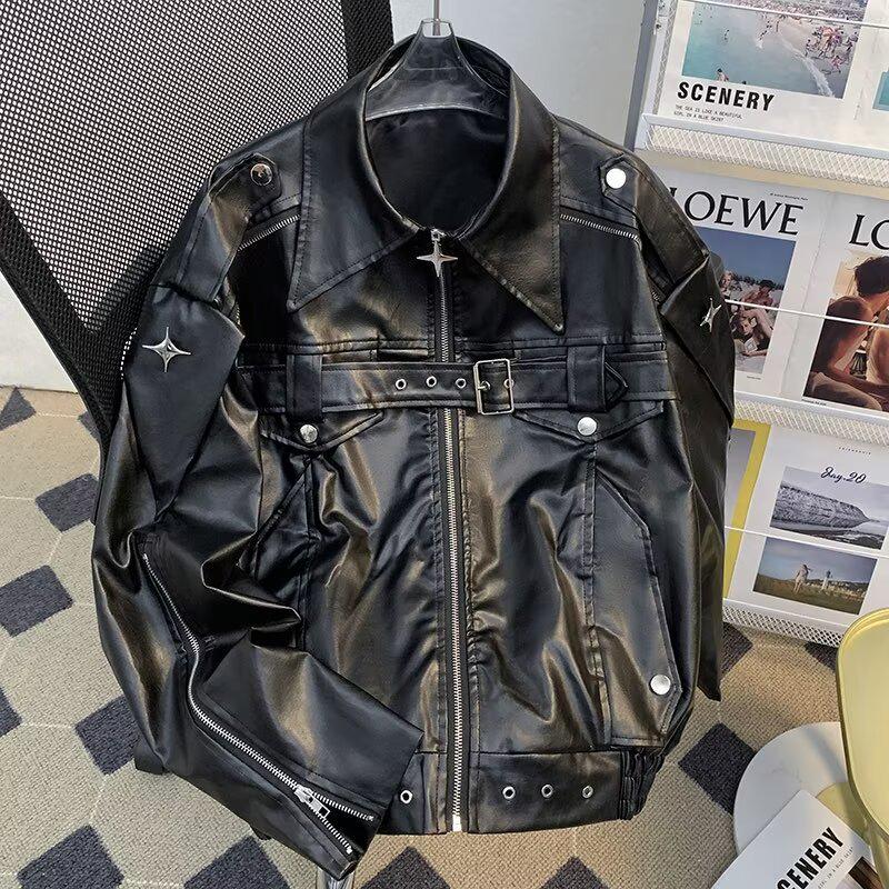 2025 High Street Herren Leder Motorradjacke dekonstruiert - Trendy, Locker, Cool Frühling/Herbst Kurzer Stil