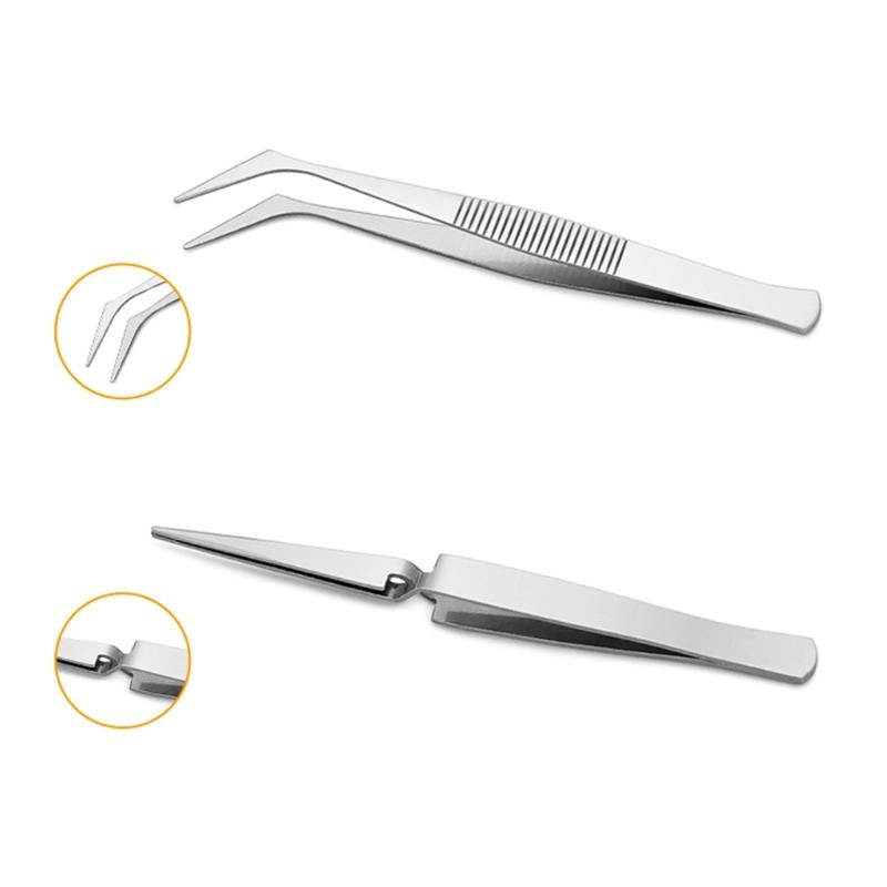 4-Piece Tweezers Set Stainless Steel Self Locking Hobby Tweezers for Craft/Jewellery/STAMPS/Model Making Professional