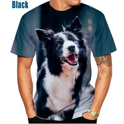 Unisex Cute Dog 3D-Druckmuster Top Border Collie T-Shirt Freizeitkleidung Sport T-Shirt
