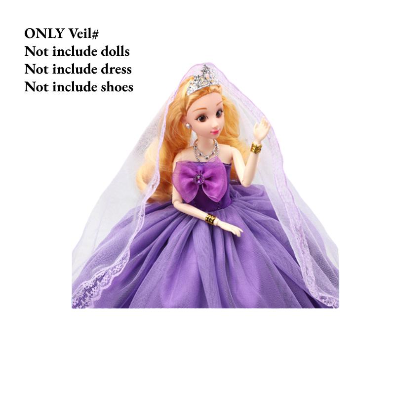 

Кружевное платье Барби с бантом, расшитое блестящими пайетками, свадебное платье, фата для 11-дюймовой куклы Purple Veil