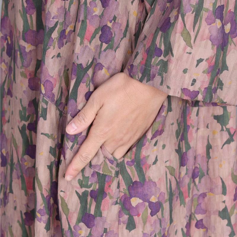 Johnature High Quality Vintage Dress For Women O-Neck Long Sleeve Print Floral Spring Loose Casual Dresses