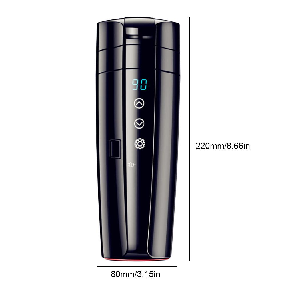 12V-24V Car Heating Cup Digital LCD Display Travel Coffee Mug Warmer Stainless Steel Electric Water Cup Portable Car Heating Cup