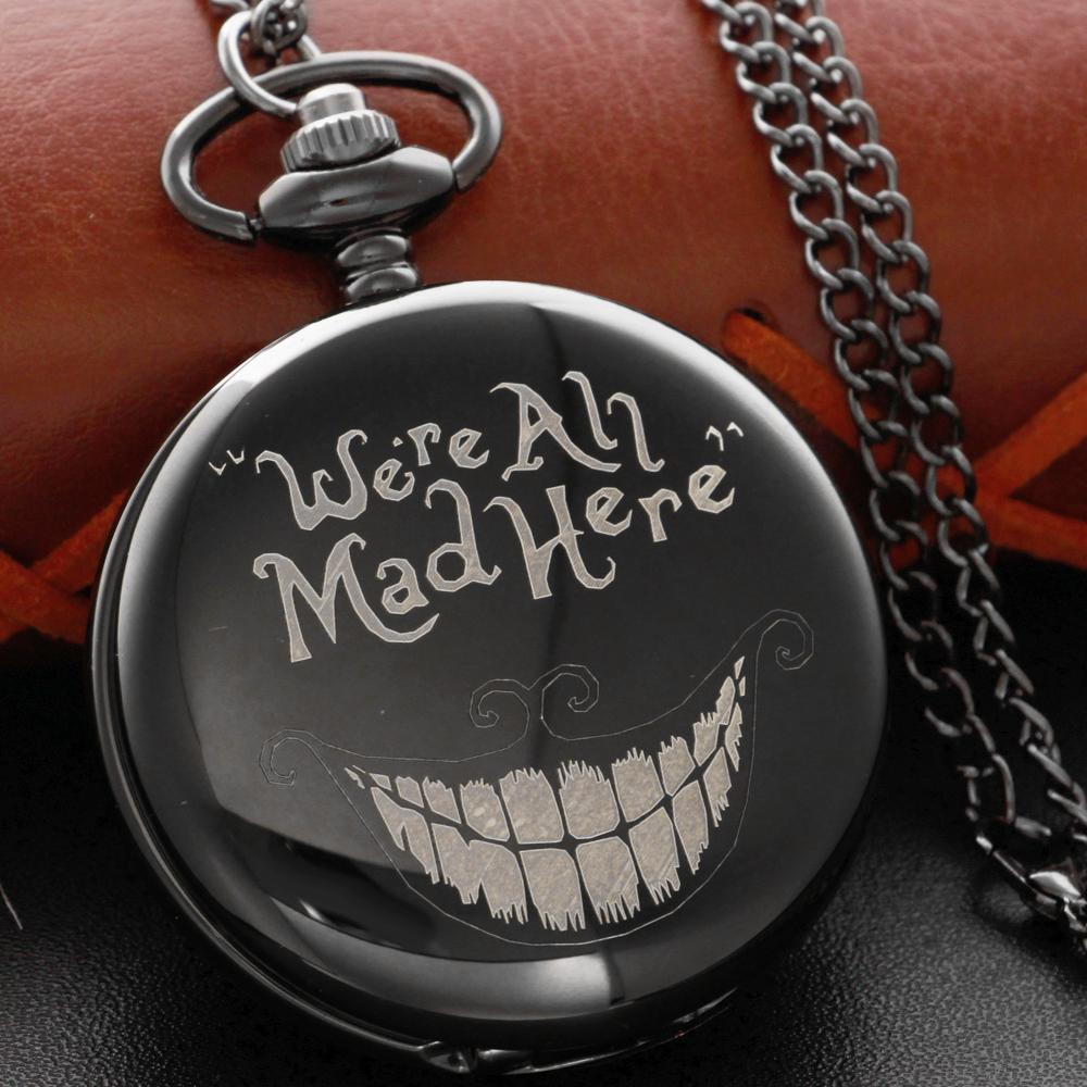 

Black Grotesque Smiling Face Pocket Watch Vintage Steampunk Quartz Pocket Watch with Chain Men and Women s Birthday Gift JFC122 чёрный