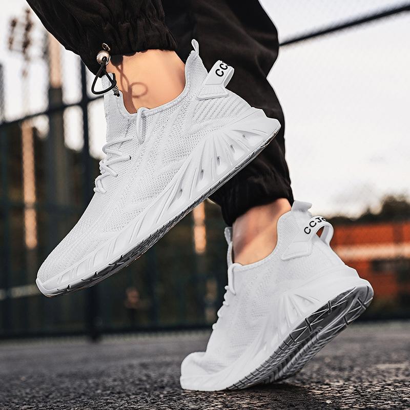 Men's shoes large size fly-woven mesh running shoes youth fashion mesh breathable casual sports shoes