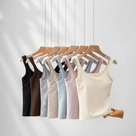 Square Neck Camisole with Chest Pad - Women's Sleeveless Top, Wide Shoulder for Concealed Underarm Fit and Anti-Exposure.