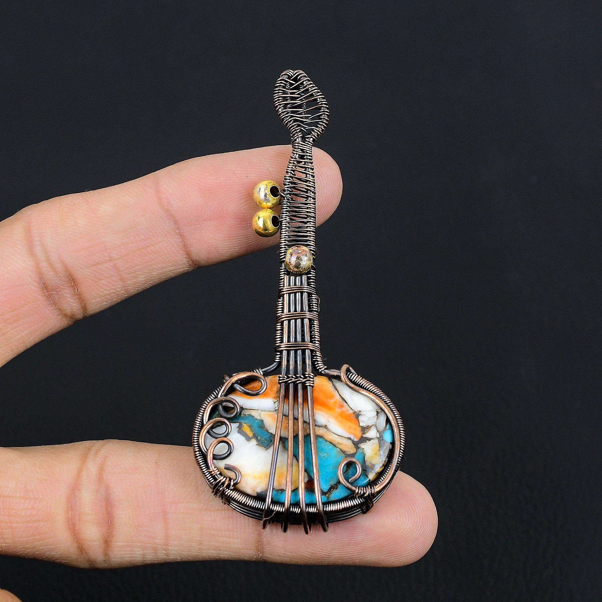 

Copper Spiny Oyster Pendant, Handmade Gemstone 999 Copper Wire Wrapped Pendant Antique Jewelry, For Gift Silver Jewelry 2.88 Inches