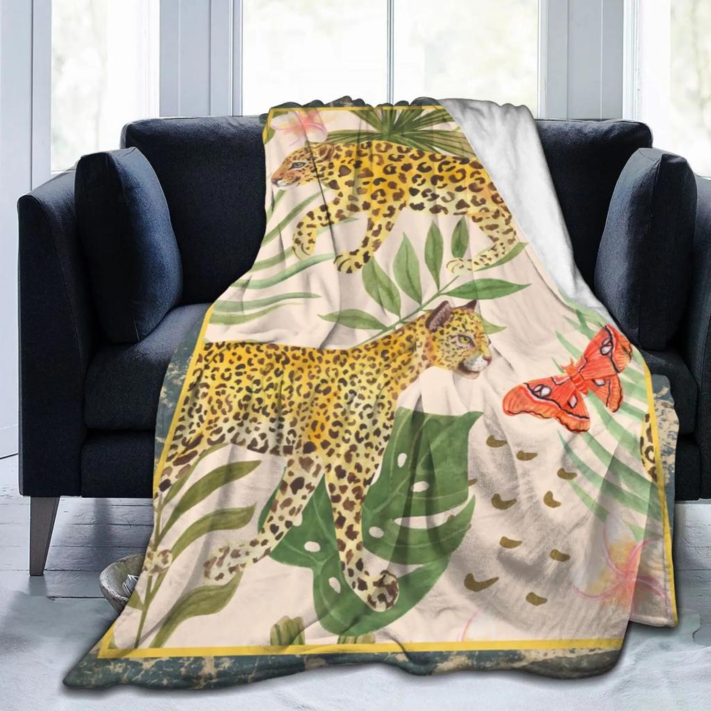 Realistic Tiger Skin Print Flannel Throw Blanket - Portable Warm for Bed/Rug, King Size, Animal Decor Textile