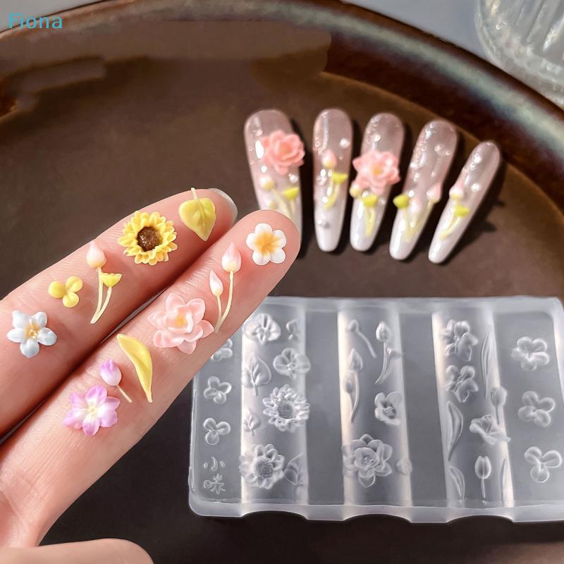 3D Flower Silicone Nail Art Molds,Reusable Petal Silicone Nail Mold DIY Nail Art Decoration Nail Making Tools