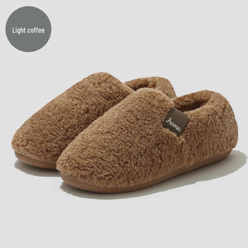 Women's Plush Cotton Non-Slip Indoor Slippers - Warm, Thick Fleece, Closed-Heel for Autumn & Winter, Men's Sizes Available.