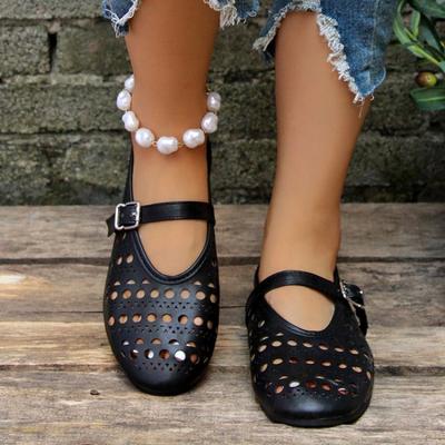 Summer Hollow Ladies Shoes  New Casual Fashionable Women's Closed Toe Sandals Soft and Comfortable Ballet Flat Shoes